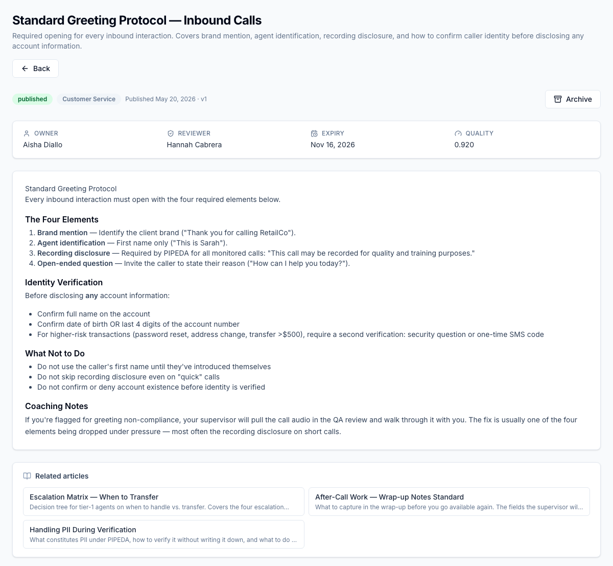 The Related articles panel with editor-pinned suggestions